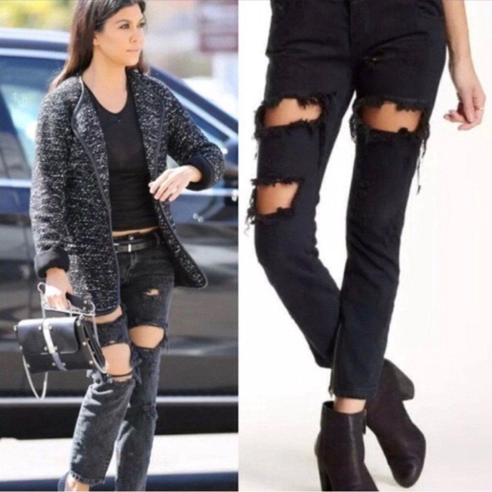 One Teaspoon Trashed Free Bird Navy Blue Jeans 30